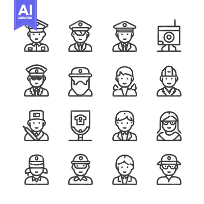 Popular premium asset: Collection of various professions and occupations in line art style.