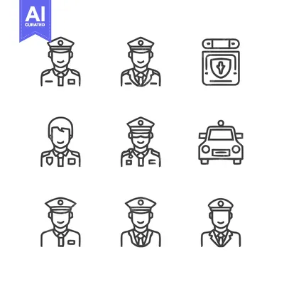 Police Officer Icons - Uniformed Law Enforcement Symbols.