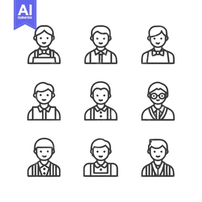 Aset premium populer: Diverse professional icons set, representing various occupations and r