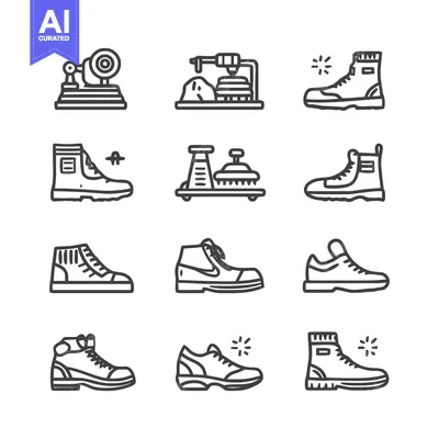 Premium design asset: Shoe cleaning and maintenance icons set for footwear care.