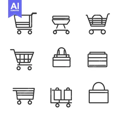 Aset desain premium: Collection of Shopping Cart and Bag Icons
