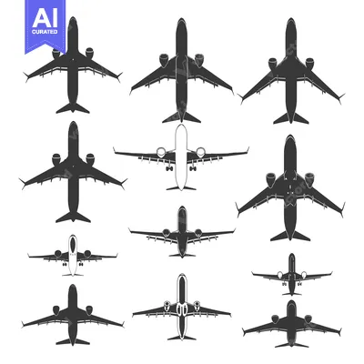 Aset premium populer: Collection of Silhouette Airplane Images from a Bird's Eye View