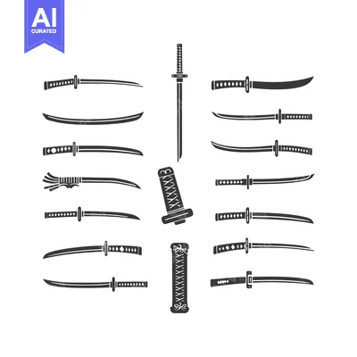 Aset premium populer: Collection of Silhouette Illustrations of Japanese Swords