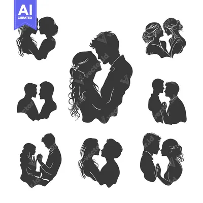 Aset premium populer: Collection of Silhouette Images of Couples in Love