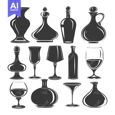 Aset premium populer: Collection of Silhouette Images of Glassware