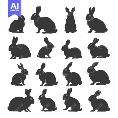 Aset premium populer: Collection of Silhouette Images of Rabbits in Various Poses