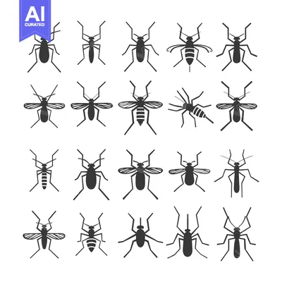 Aset premium populer: Collection of Silhouette Mosquito Icons in Various Poses