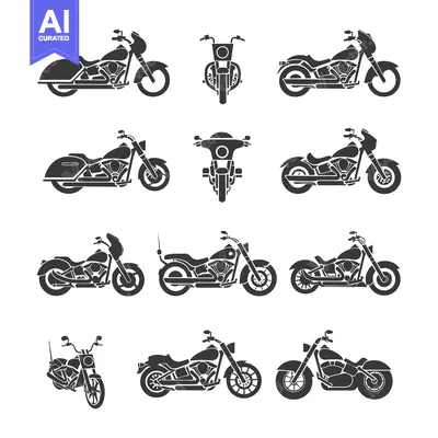 Premium design asset: Collection of Silhouette Motorcycle Designs