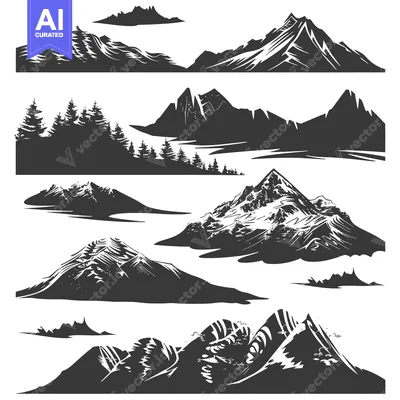 Aset premium populer: Collection of Silhouette Mountain and Forest Illustrations