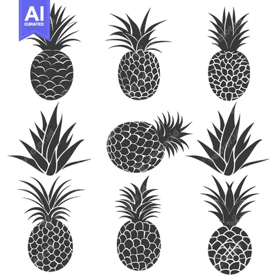 Aset premium populer: Collection of Silhouette Pineapples and Leaves