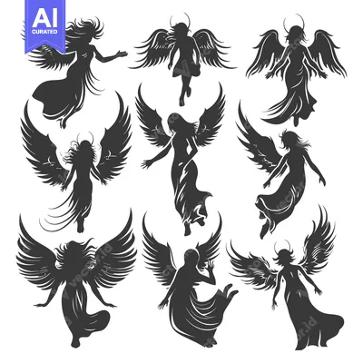 Popular premium asset: Collection of Silhouettes of Angels with Wings