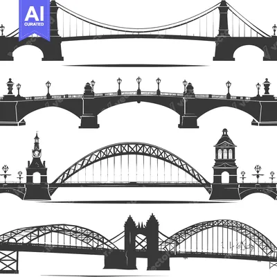 Premium design asset: Collection of Silhouettes of Different Types of Bridges