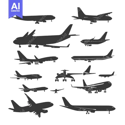 Premium design asset: Collection of Silhouettes of Various Types of Airplanes