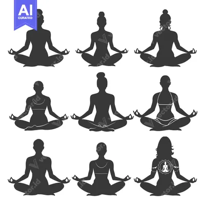 Premium design asset: Collection of Silhouettes of Women Meditating in Yoga Pose