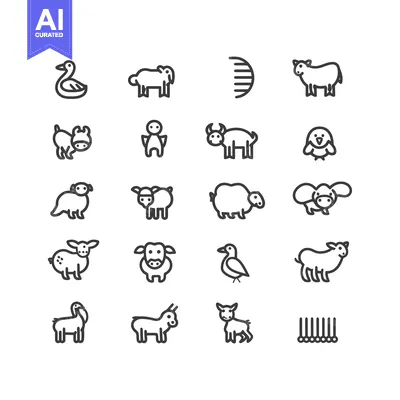 Aset premium populer: Collection of Simple Animal Outline Icons