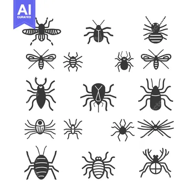 Popular premium asset: Collection of Simple Black and White Bug Icons