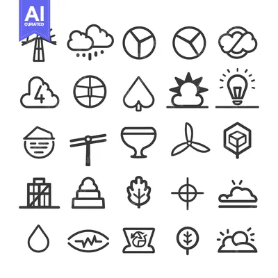 Aset premium populer: Collection of Simple Black and White Line Icons