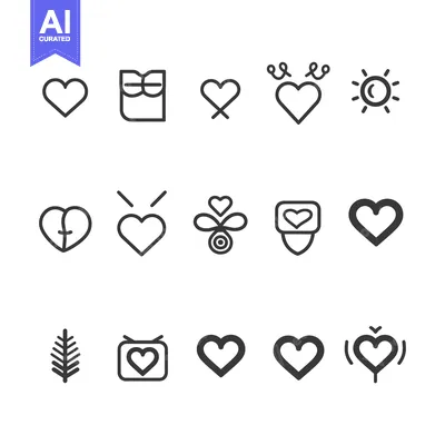 Aset premium populer: Collection of Simple Heart Line Icons