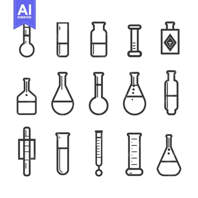 Premium design asset: Collection of Simple Line Drawings of Laboratory Glassware