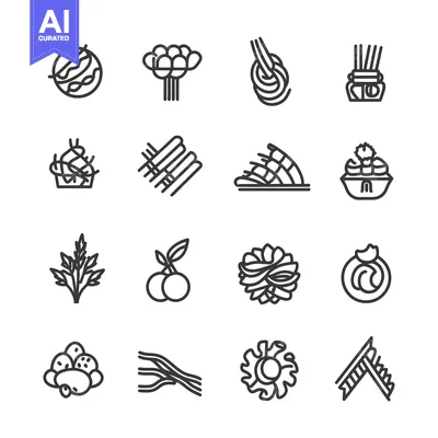 Aset desain premium: Collection of Simple Line Drawings of Various Subjects