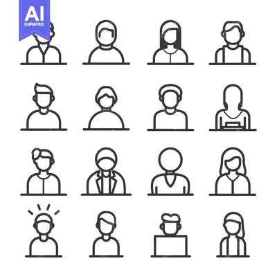 Aset premium populer: Collection of Simple Line Icons Depicting Different People