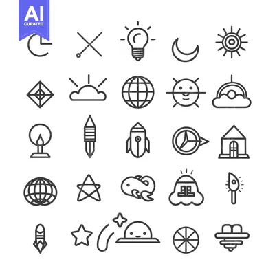 Aset desain premium: Collection of Simple Line Icons for Various Concepts