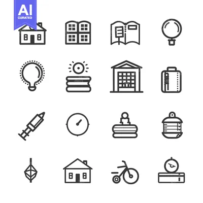 Aset desain premium: Collection of Simple Line Icons for Various Objects and Concepts