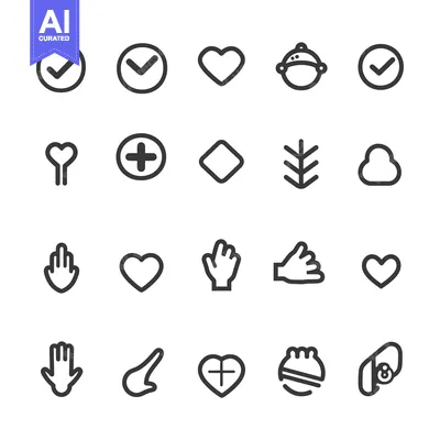 Aset desain premium: Collection of Simple Line Icons in Black and White