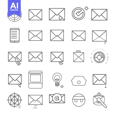 Aset premium populer: Collection of Simple Line Icons Related to Communication and Technolog