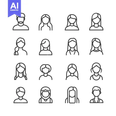 Aset premium populer: Collection of Simple Line Icons Representing Diverse People