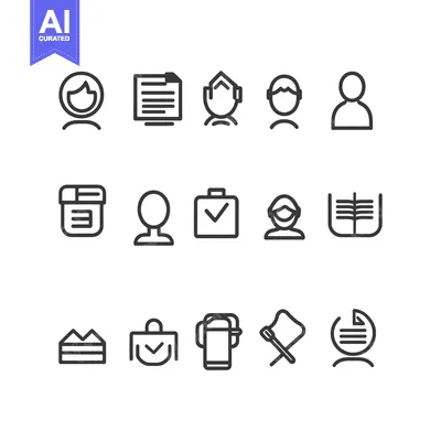 Aset premium populer: Collection of Simple Line Icons Representing Various Concepts