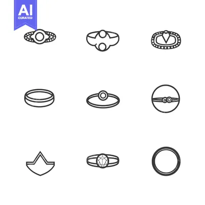 Aset desain premium: Collection of Simple Ring Icons with Various Styles
