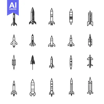 Aset premium populer: Collection of Simple Rocket and Missile Icons