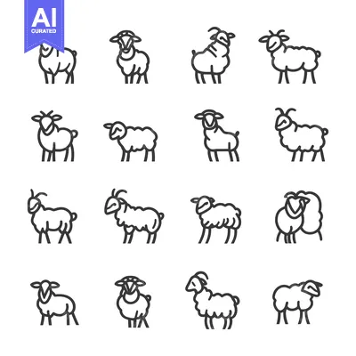 Aset premium populer: Collection of Simple Sheep and Ram Line Icons