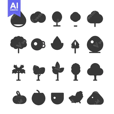 Popular premium asset: Collection of Simple Tree and Plant Silhouettes