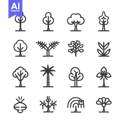 Aset premium populer: Collection of Simple Tree Line Icons