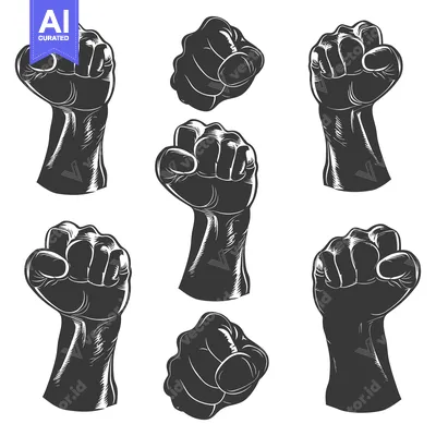 Aset premium populer: Collection of Six Black and White Closed Fists