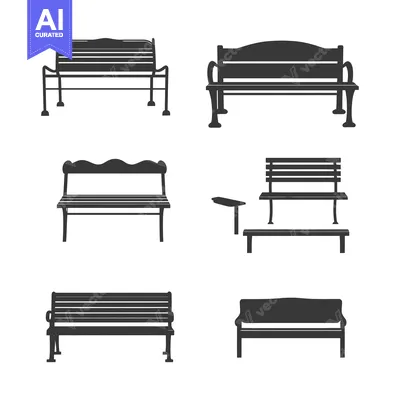 Aset desain premium: Collection of Six Different Silhouette Benches