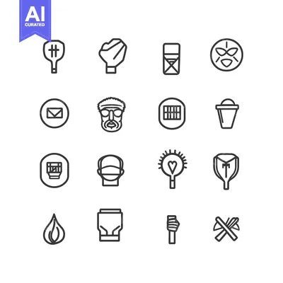 Aset desain premium: Collection of Sixteen Simple Line Icons on a White Background