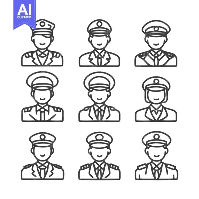 Popular premium asset: Uniformed individuals in various military officer attire, vector illus