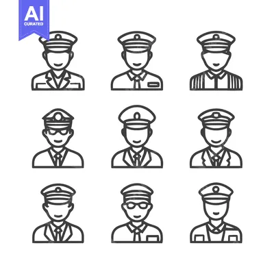 Popular premium asset: Uniformed Personnel - Diverse Line Art Illustrations for Various Appli