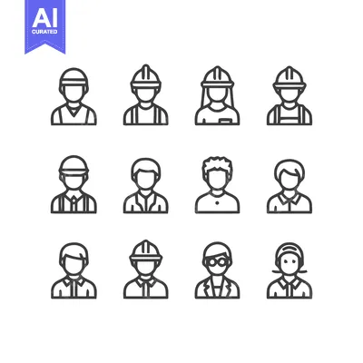 Aset desain premium: Diverse Construction and Professional Icons - A Comprehensive Collecti
