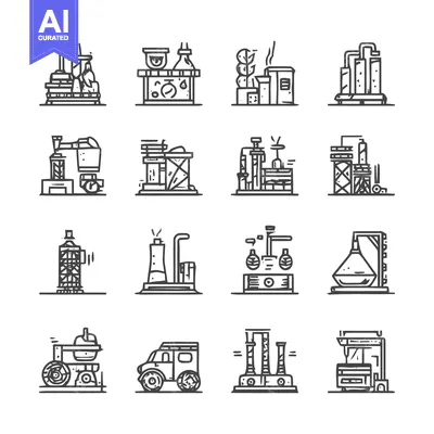 Premium design asset: Industrial Icons - A Collection of Factory and Manufacturing Illustrat