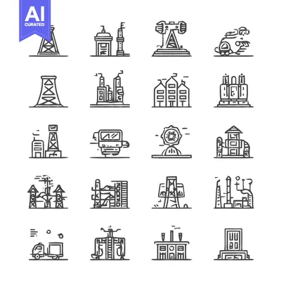 Aset premium populer: Industrial Icons - Factories, Plants, and Manufacturing Symbols.