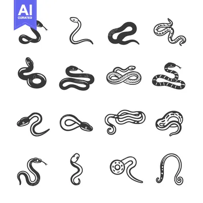 Premium design asset: Collection of Snake Illustrations in Different Poses