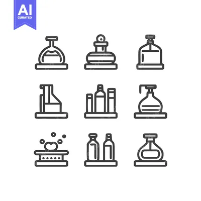 Aset desain premium: Collection of Laboratory Equipment Icons for Science and Research.