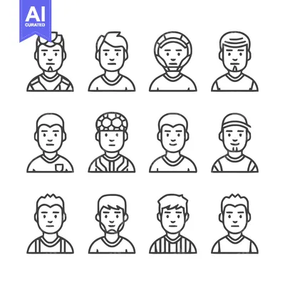 Aset premium populer: Line Art Illustrations of Diverse Sports Players and Athletes.