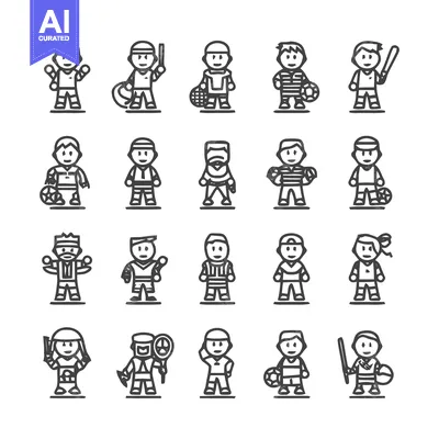 Premium design asset: Collection of Sports Icons - Diverse Athletes in Action.