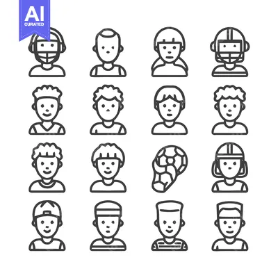 Aset premium populer: Diverse Line Art Portraits - A Collection of People Icons.