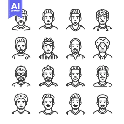 Premium design asset: Diverse Line Art Portraits - A Collection of Faces.